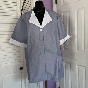 Edwards Womens Blue PIn Stripe Work Tunic -Size XL